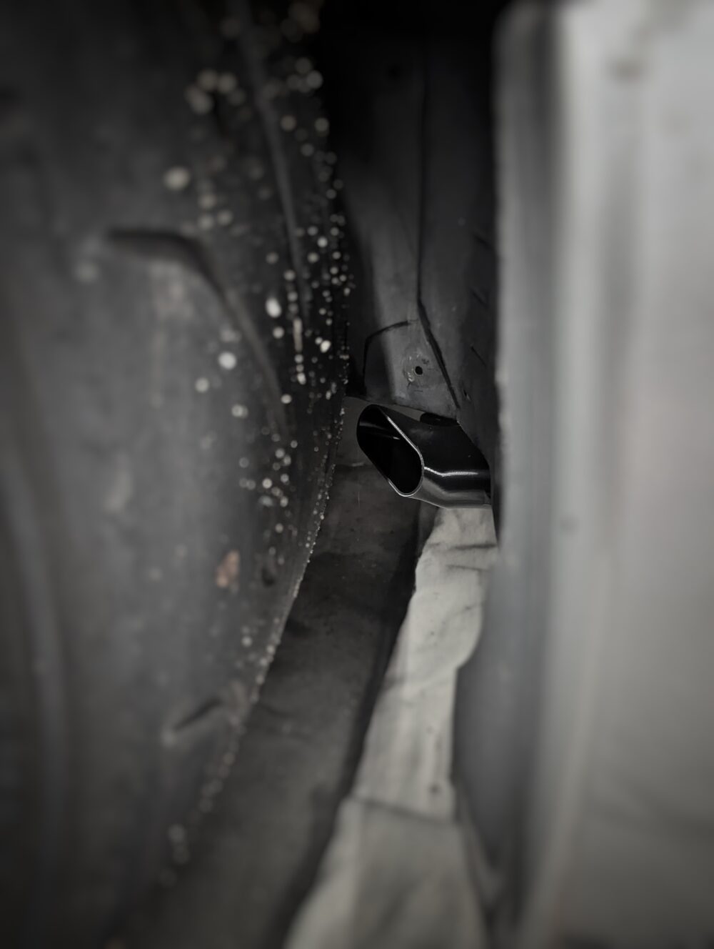 On car brake duct fitment tire side
