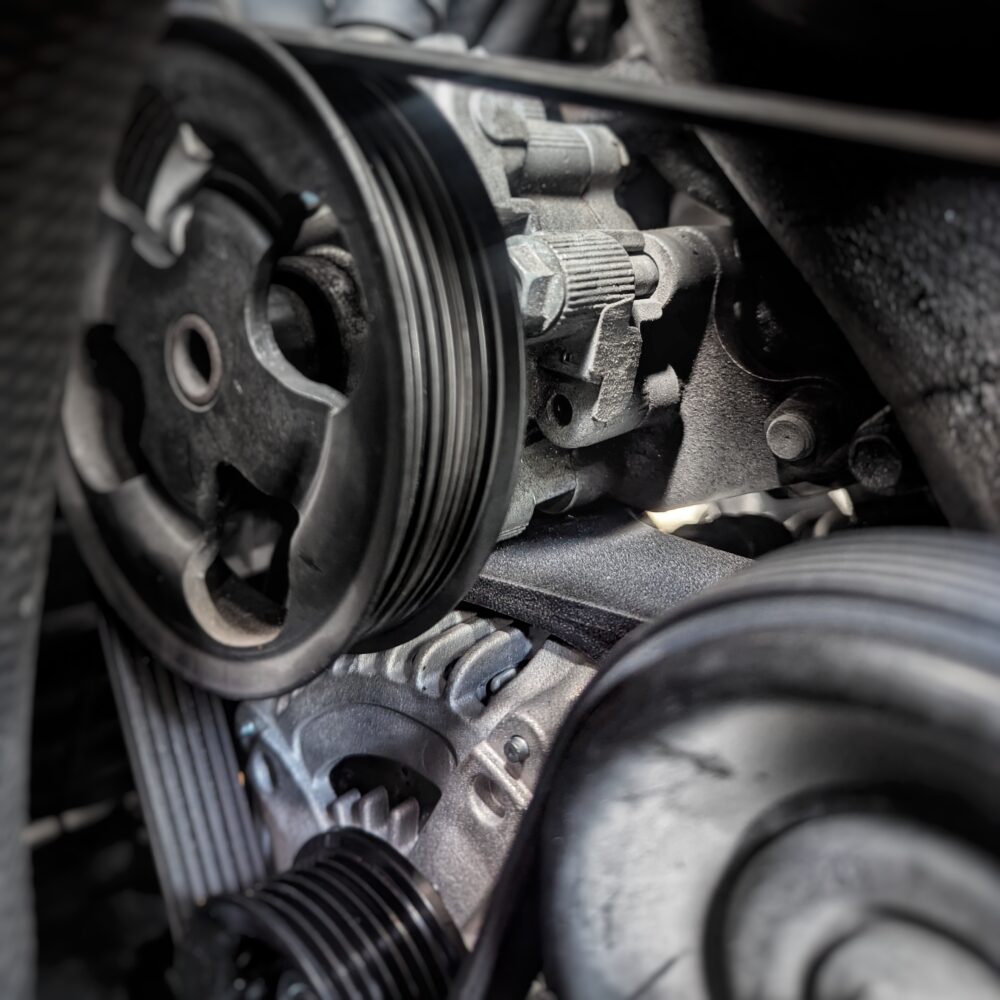 LS430 3UZ-FE Alternator Shield On Car Showing PS