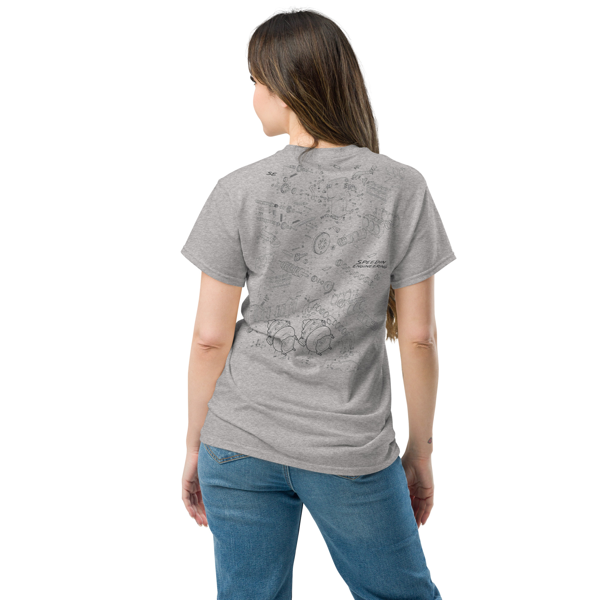 Speedin Engineering Flat-Six Blueprint Tee - Image 11